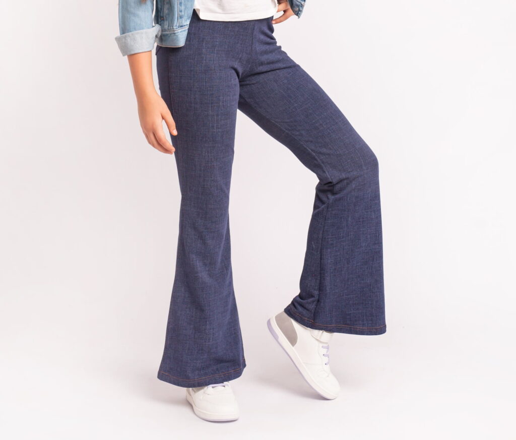 Legginsy dziecięce dzwony jeans look