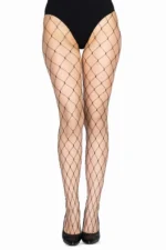 Czarne rajstopy kabaretki damskie – siatka na nogach, ujęcie produktowe