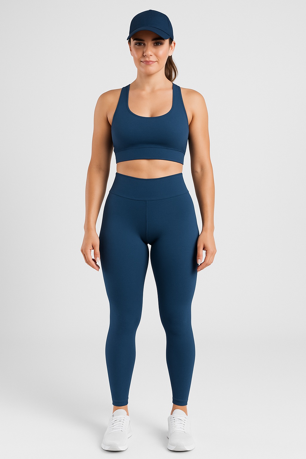 legginsy damskie bawełniane ocieplane niebieskie