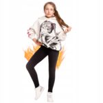 Czarne ocieplane legginsy dla dziewczynki z miękkim wnętrzem